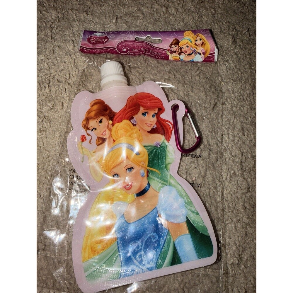 DISNEY PRINCESS ARIEL CINDERELLA BELLE WATER BOTTLE CONTAINER WITH KEYRING 190ML